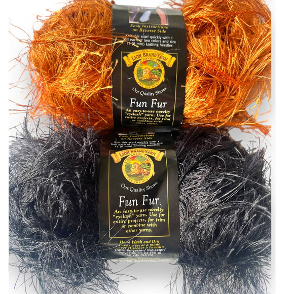 Lion Brand Yarn Other - 2 Skeins Lion Brand FUN FUR Eyelash Yarn | Copper & Black